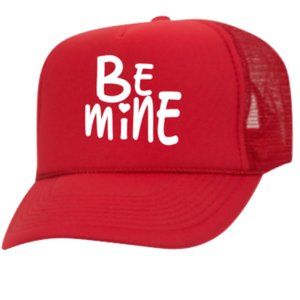 Be mine Valentines day red font trucker hat
